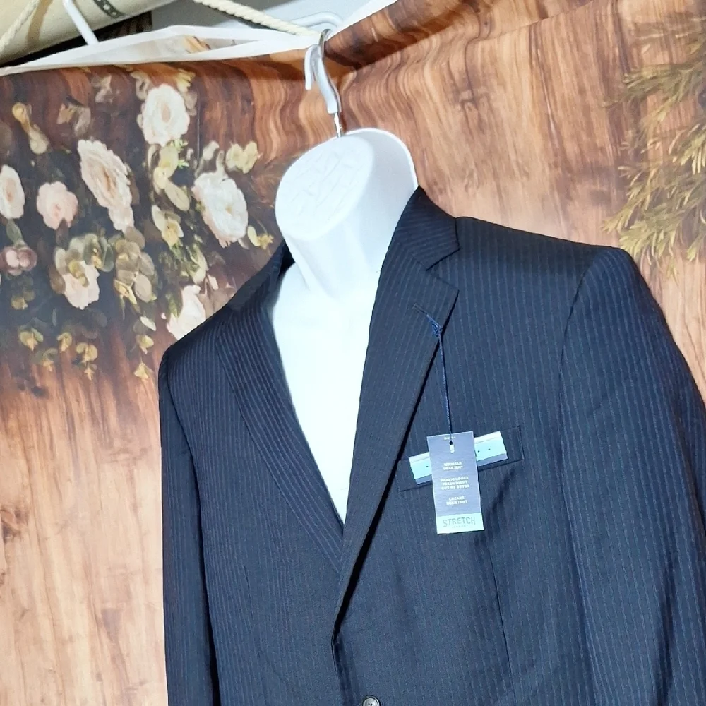 Stafford Navy Twill Wool Blend Mens Suit Jacket